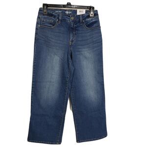 Style & Co Womens Cropped Jeans Size 4 Wide Leg High Rise Denim Blue Medium Wash
